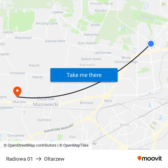 Radiowa 01 to Oltarzew map