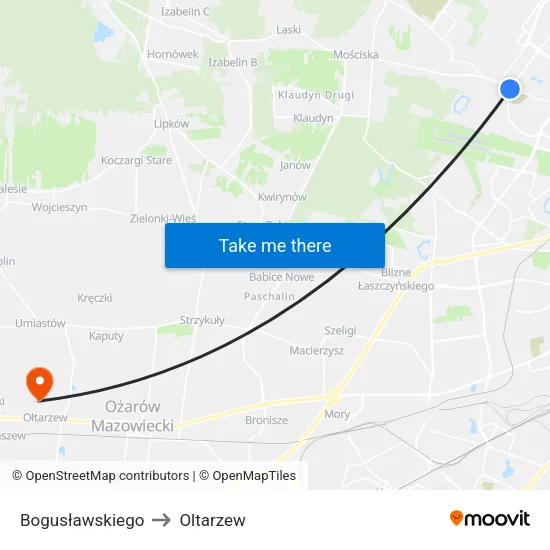 Bogusławskiego to Oltarzew map