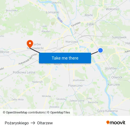 Pożaryskiego to Oltarzew map