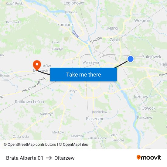 Brata Alberta to Oltarzew map