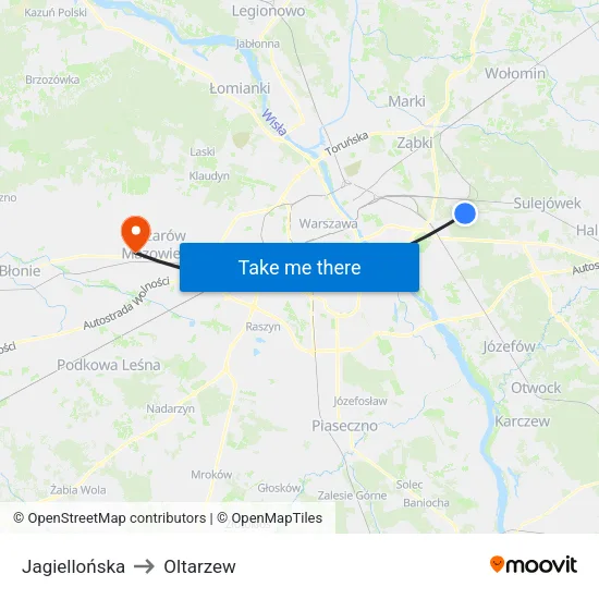 Jagiellońska to Oltarzew map