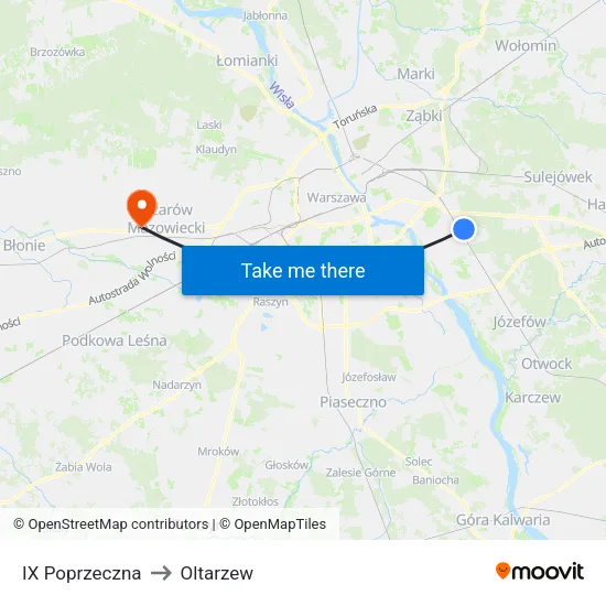IX Poprzeczna to Oltarzew map