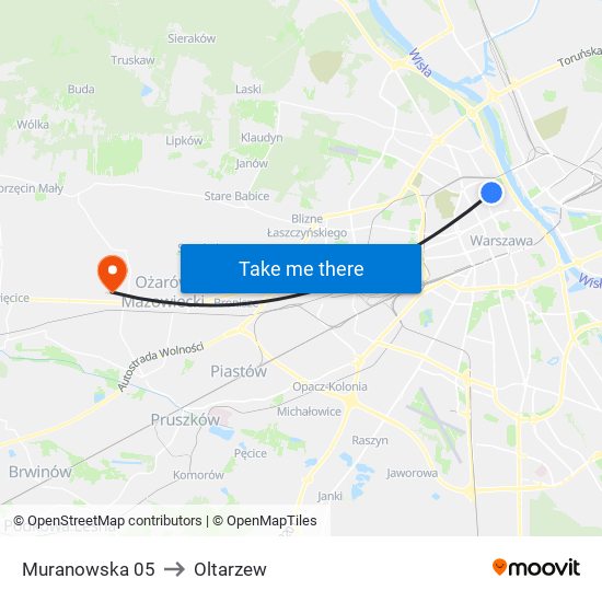 Muranowska 05 to Oltarzew map