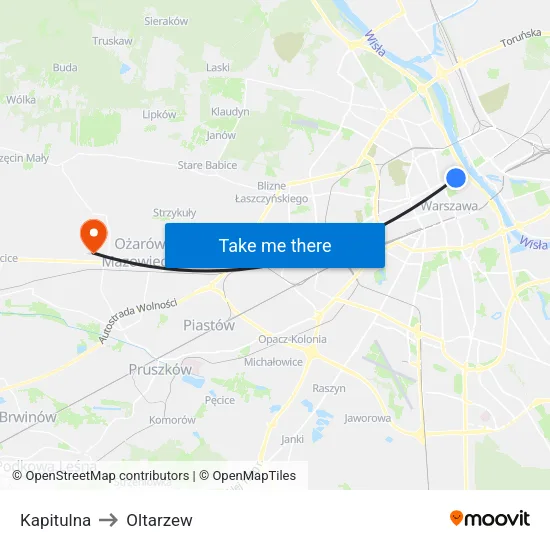 Kapitulna to Oltarzew map