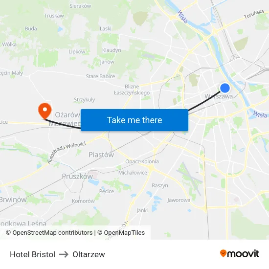 Hotel Bristol to Oltarzew map