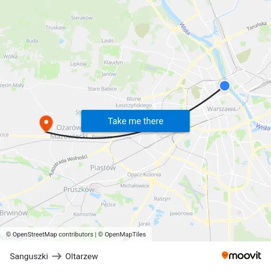 Sanguszki to Oltarzew map