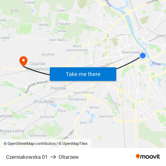 Czerniakowska 01 to Oltarzew map