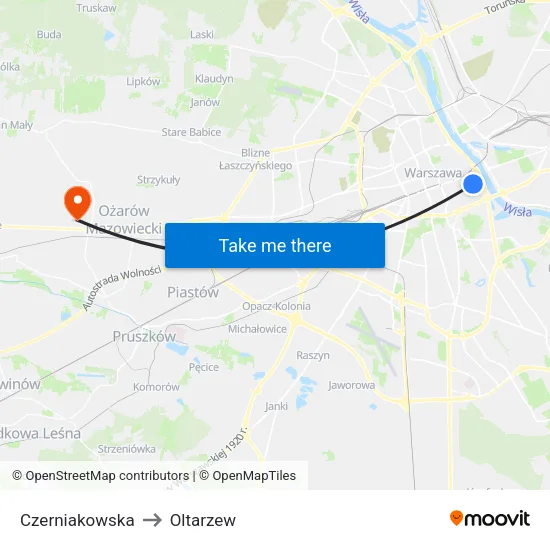 Czerniakowska to Oltarzew map
