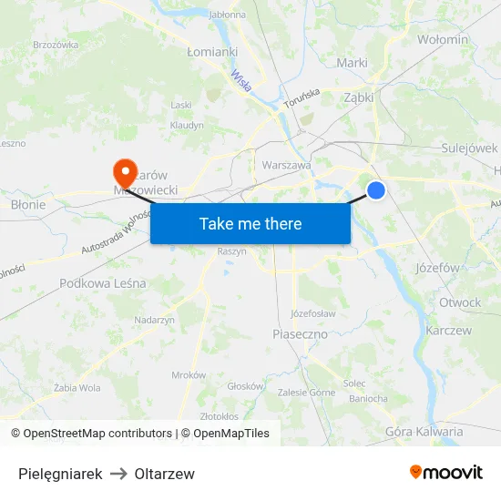 Pielęgniarek to Oltarzew map
