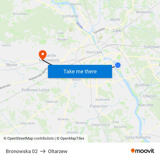 Bronowska to Oltarzew map