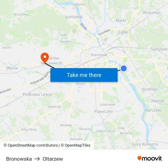 Bronowska to Oltarzew map