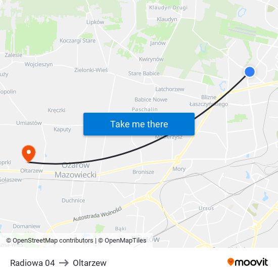 Radiowa 04 to Oltarzew map