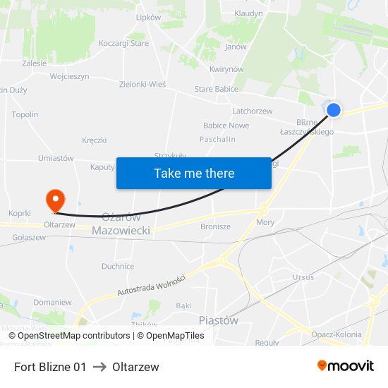 Fort Blizne 01 to Oltarzew map