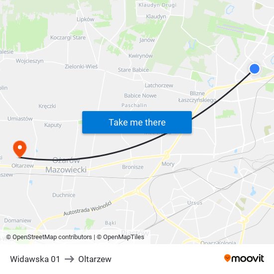 Widawska 01 to Oltarzew map