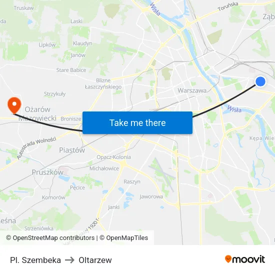 Pl. Szembeka to Oltarzew map