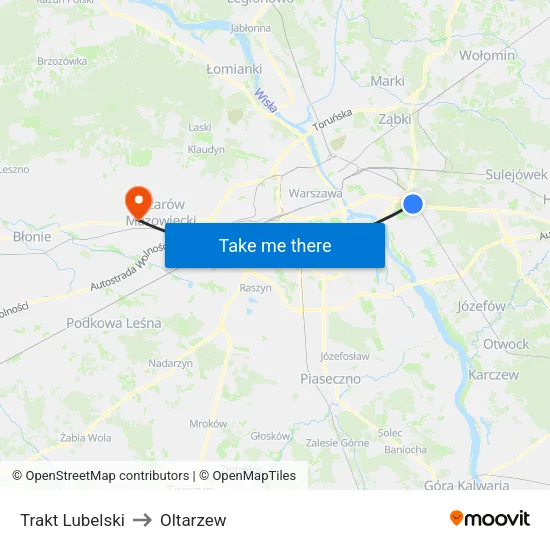 Trakt Lubelski to Oltarzew map