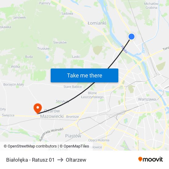 Białołęka - Ratusz 01 to Oltarzew map