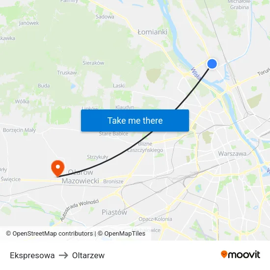 Ekspresowa to Oltarzew map