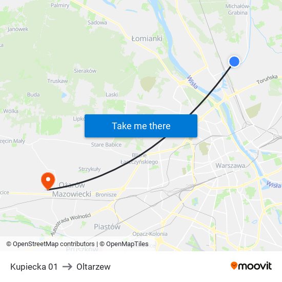 Kupiecka 01 to Oltarzew map