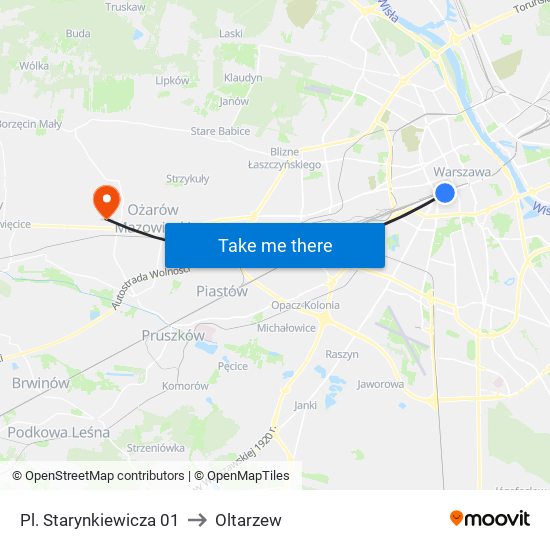 Pl. Starynkiewicza 01 to Oltarzew map