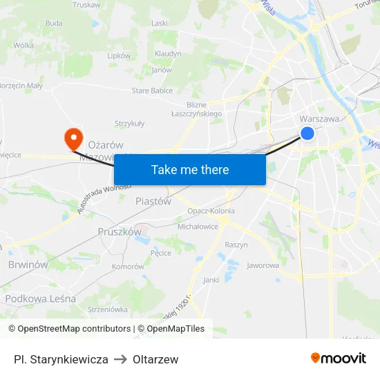 Pl. Starynkiewicza to Oltarzew map