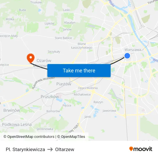 Pl. Starynkiewicza to Oltarzew map