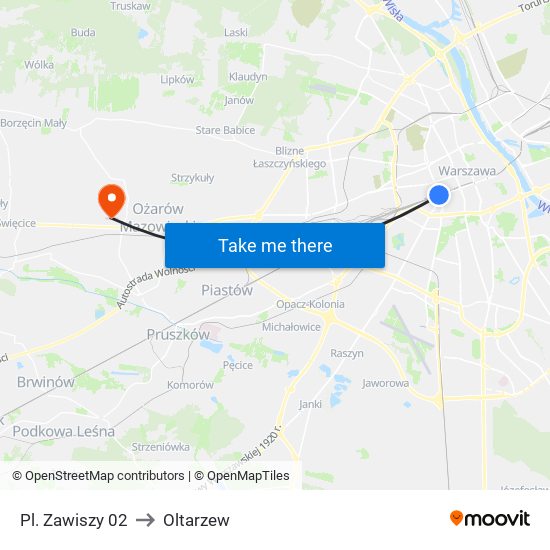 Pl. Zawiszy 02 to Oltarzew map