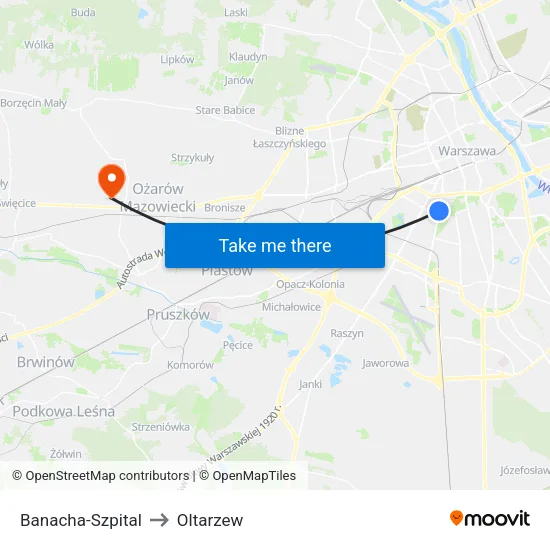 Banacha - Szpital to Oltarzew map