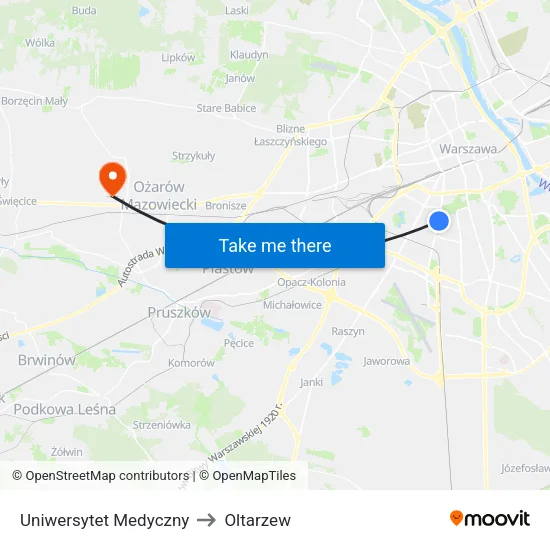 Uniwersytet Medyczny to Oltarzew map