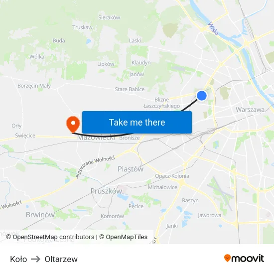 Koło to Oltarzew map