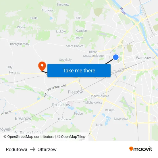 Redutowa to Oltarzew map