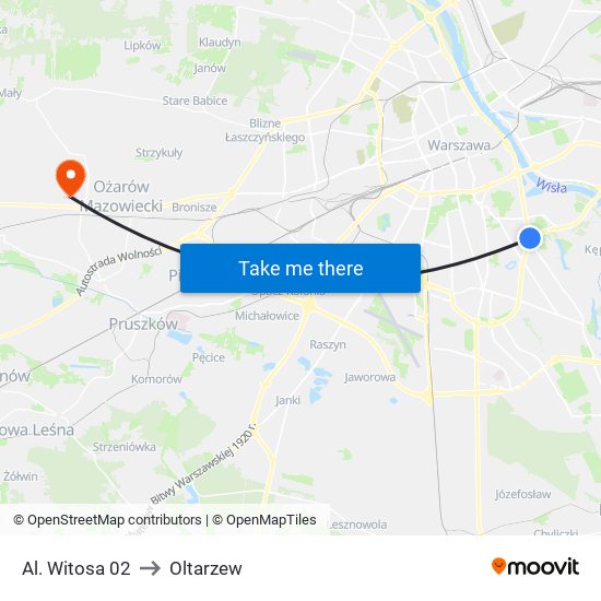 Al. Witosa 02 to Oltarzew map