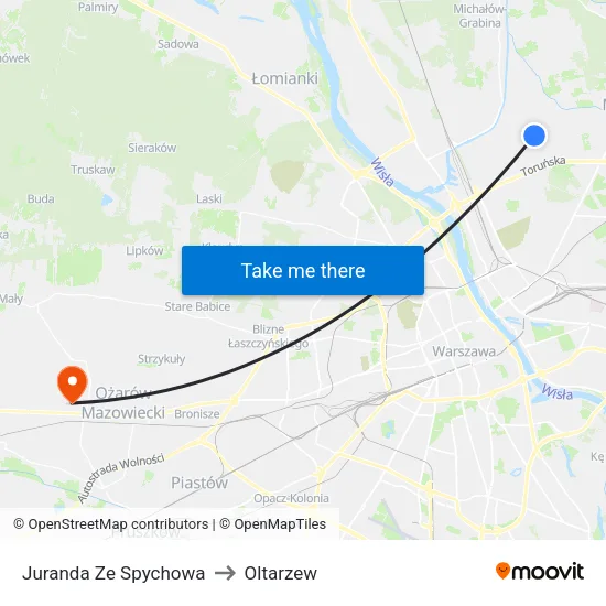 Juranda Ze Spychowa to Oltarzew map