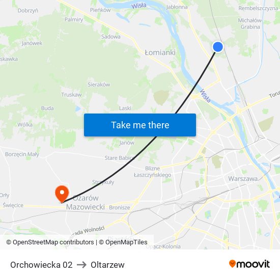 Orchowiecka 02 to Oltarzew map