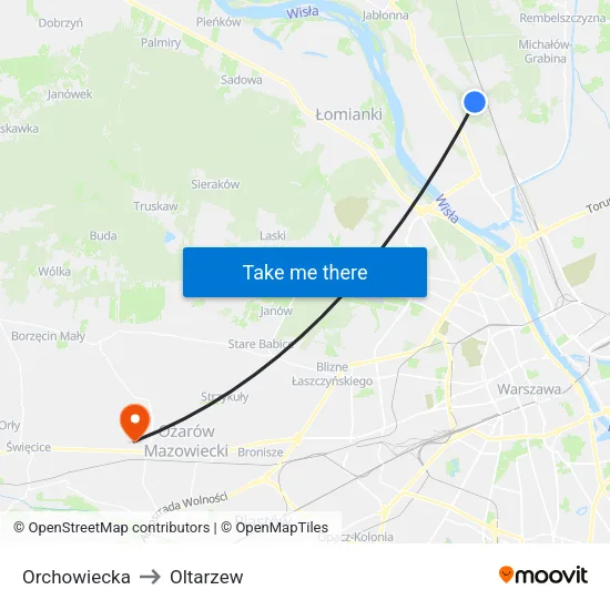 Orchowiecka to Oltarzew map