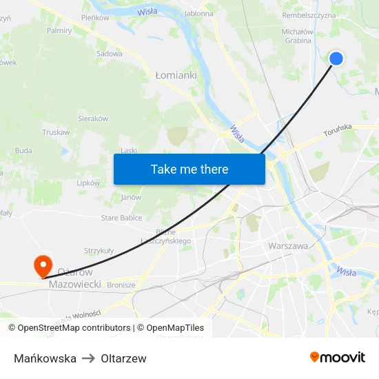 Mańkowska to Oltarzew map