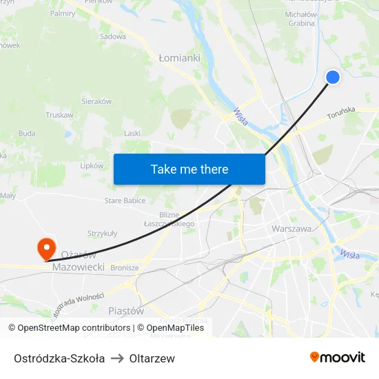 Ostródzka - Szkoła to Oltarzew map