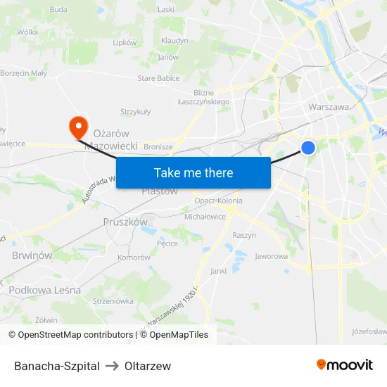 Banacha - Szpital to Oltarzew map