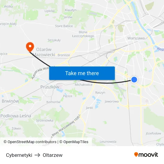 Cybernetyki to Oltarzew map
