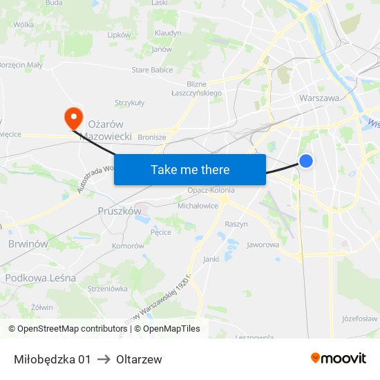 Miłobędzka 01 to Oltarzew map