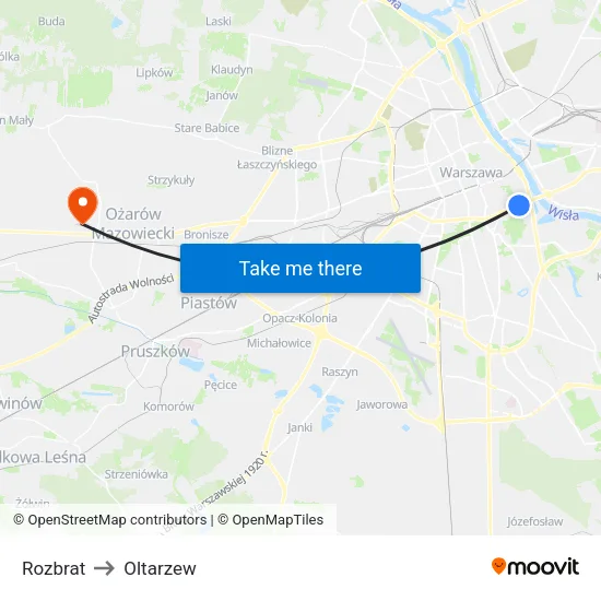 Rozbrat to Oltarzew map