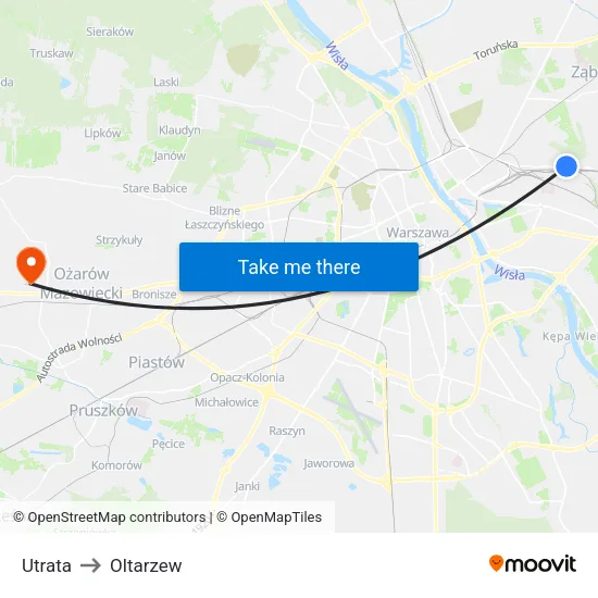 Utrata to Oltarzew map