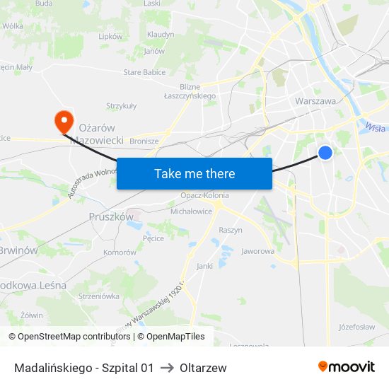 Madalińskiego - Szpital 01 to Oltarzew map
