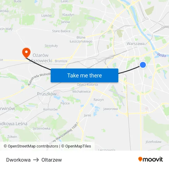 Dworkowa to Oltarzew map