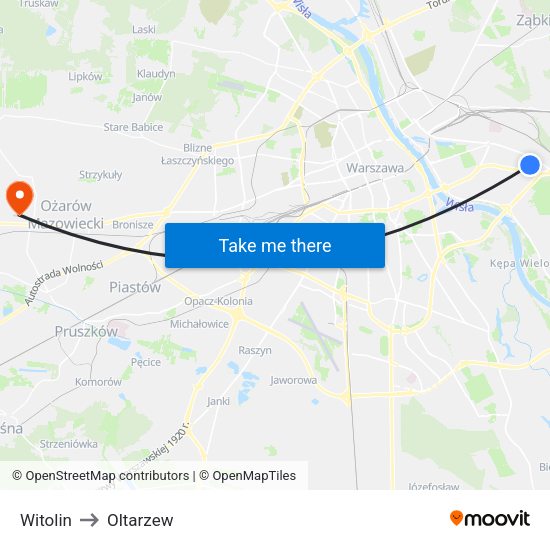 Witolin to Oltarzew map