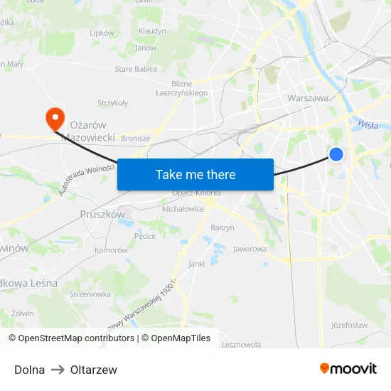 Dolna to Oltarzew map