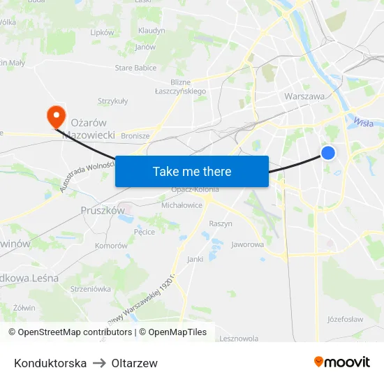 Konduktorska to Oltarzew map