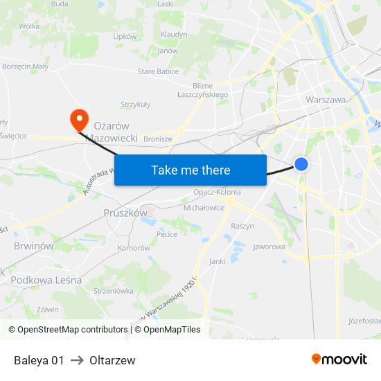 Baleya 01 to Oltarzew map