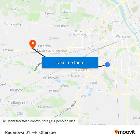 Radarowa 01 to Oltarzew map