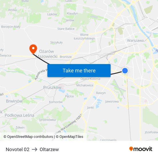 Novotel 02 to Oltarzew map